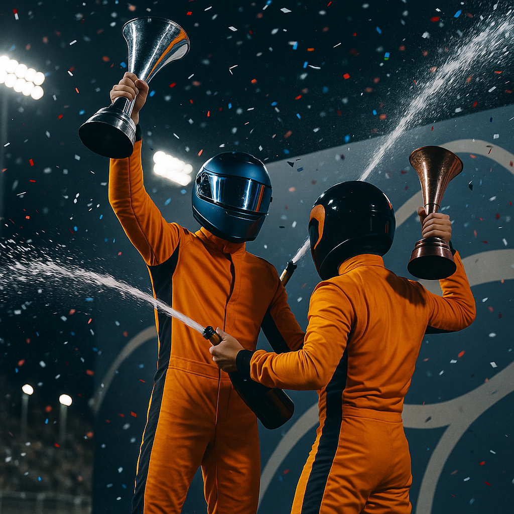 McLaren duo celebrate P2 and P3 on F1 podium with champagne